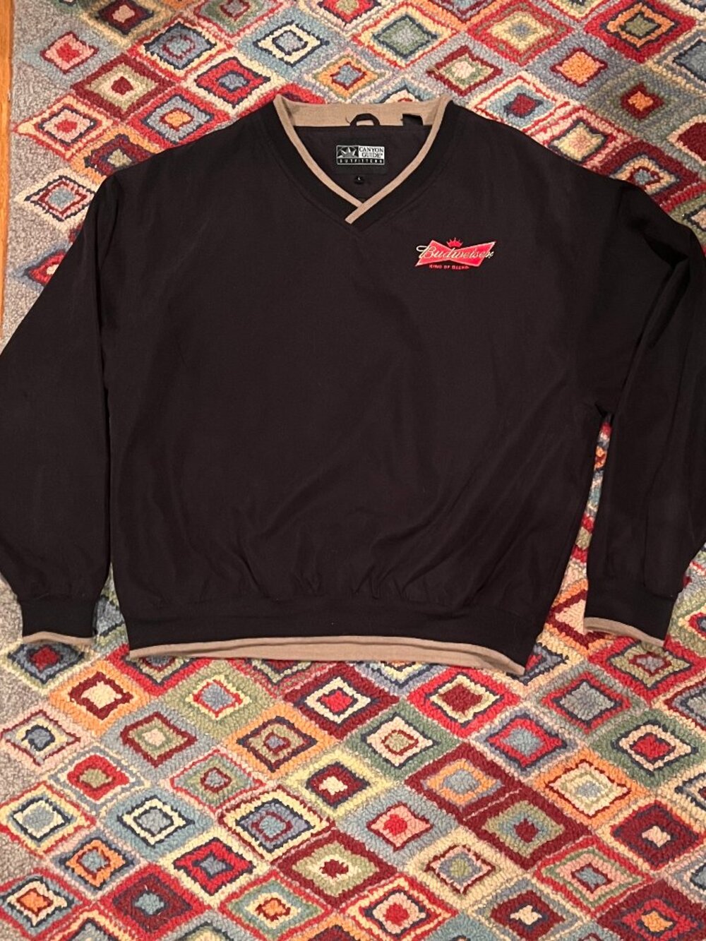 Canyon Guide Outfitters Budweiser Patch Pullover Windbreaker Size L
